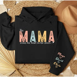 This Mama Wears Her Heart on Her Sleeve Custom Sweatshirt, Custom Mama Hoodie, Custom Mama Sweatshirt, Gift for Mother's Day, Gift for Mom