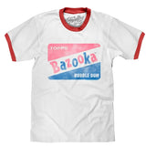 Topps Bazooka Bubble Gum Ringer T-Shirt- Red and White