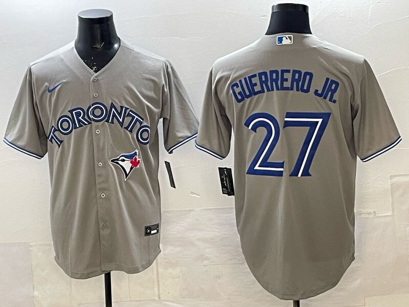 Toronto Blue Jays #27 Vladimir Guerrero Jr. Grey Blue Jays Adult