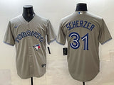 Toronto Blue Jays #31 Max Scherzer Grey Blue Jays Adult
