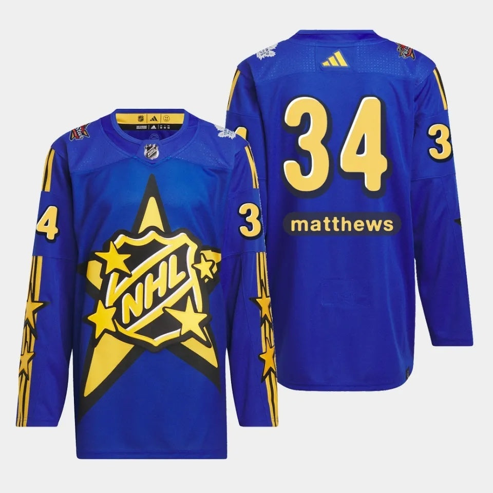 Toronto Maple Leafs #34 Auston Matthews 2024 NHL All-Star Blue Jersey Style 1