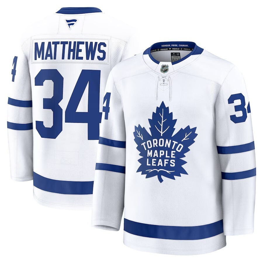 Toronto Maple Leafs #34 Auston Matthews Away Premium Jersey - White