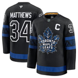 Toronto Maple Leafs #34 Auston Matthews Captain Patch Alternate Premium Jersey - Black
