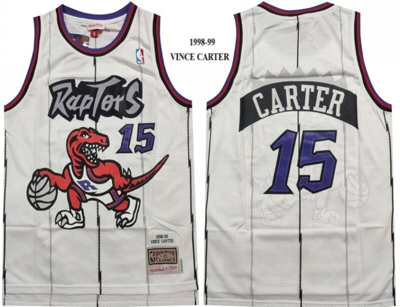Toronto Raptors #15 Vince Carter Raptors Carter Big Dragon 1998-99 Classic Edition White Premium Mesh