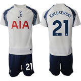 Tottenham Hotspur #21 Dejan Kulusevski 2025 26 White Home Soccer Jersey Suit