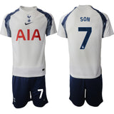 Tottenham Hotspur #7 Son Heung-min 2025 26 White Home Soccer Jersey Suit