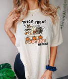 Trick Or Treat Protest Repeat Shirt, FDT Tee, Halloween Chicken Shirt, Cute Halloween Tee, Fall Chicken Tee Halloween FDT Trump Shirt