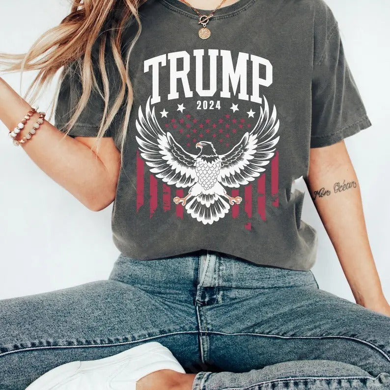 Trump Comfort Colors Shirt, Trump 2024 Shirt, Republican Shirt, Election, Gifts Collar Cotton Fabric Traditional Womenswear