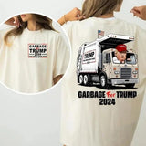 Trump Garbage Man in Trash Truck Tshirt, Trump Proud Maga 2024, Team Truump Take the Trash Out, Make America Great Again, Full Size Crewneck Cotton