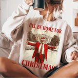 Trump I'll Be Home For Christmas - Humorous Trump Christmas T-Shirt Casual Breathable