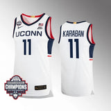 UConn Huskies #11 Alex Karaban 2024 NCAA Men's Basketball National Champions White