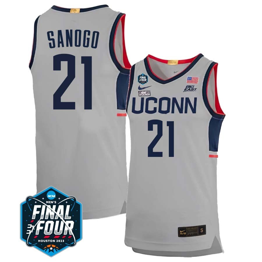 UConn Huskies #21 Adama Sanogo 2023 Final Four College Basketball Limited Jersey – Gray