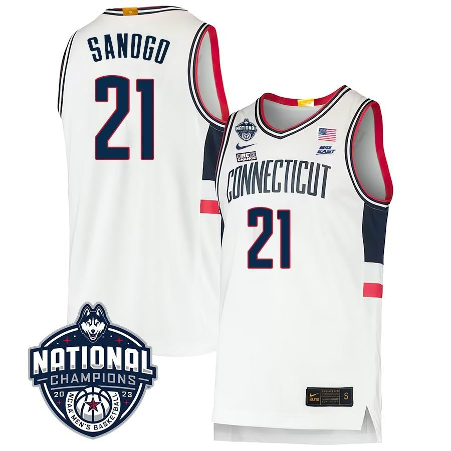 UConn Huskies #21 Adama Sanogo 2023 National Champions College Basketball Limited Jersey – White