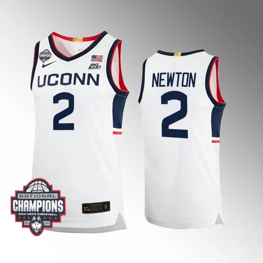 UConn Huskies #2 Tristen Newton 2024 NCAA Men's Basketball National Champions White