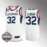 UConn Huskies #32 Donovan Clingan 2024 NCAA Men's Basketball National Champions White