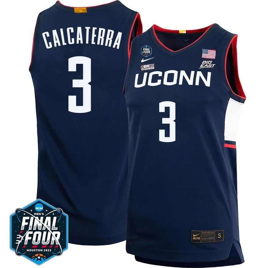 UConn Huskies #3 Joey Calcaterra 2023 Final Four College Basketball Limited Jersey – Navy