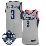 UConn Huskies #3 Joey Calcaterra 2023 National Champions College Basketball Limited Jersey – Gray