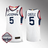 UConn Huskies #5 Stephon Castle 2024 NCAA Men's Basketball National Champions White