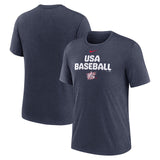 USA Baseball Heather Navy 2026 World Baseball Classic Stacked Tri-Blend T-Shirt Basketball Jersey
