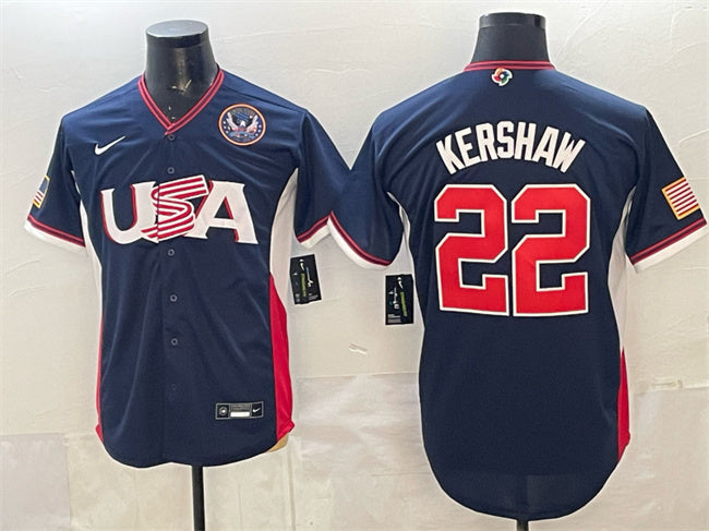 USA Baseball #22 Clayton Kershaw Navy 2026 World Baseball Classic United States