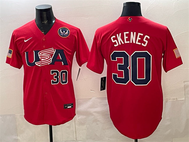 USA Baseball #30 Paul Skenes Red 2026 World Baseball Classic United States 250th