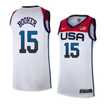 USA Dream Team 14 #15 Booker Tokyo Olympics Team USA White Style 1