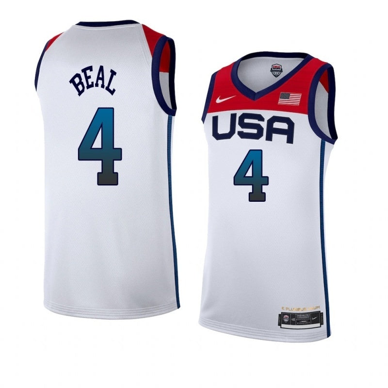 USA Dream Team 14 #4 Beal Tokyo Olympics Team USA White Style 1