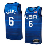 USA Dream Team 14 #6 Lillard Tokyo Olympics Team USA Blue Style 2