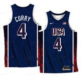 USA Team #4 Stephen Curry 2024 Paris Olympics Navy Home