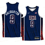 USA Team #9 Tyrese Haliburton 2024 Paris Olympics Navy Home Basketball Jersey