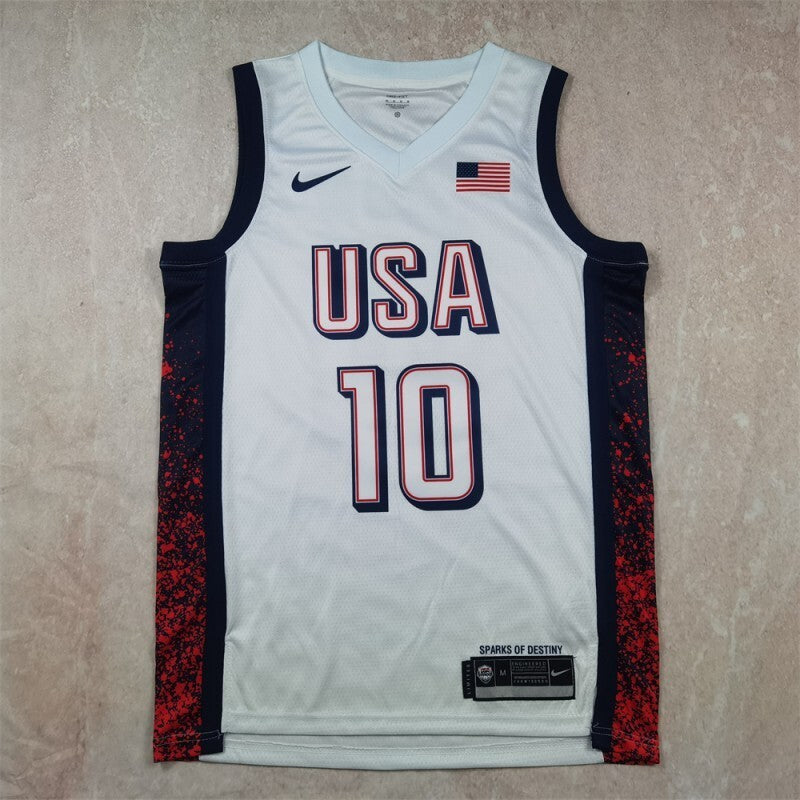 USA #10 Jayson Tatum Hot Press Dream Team 16 White s-xxl Style 2