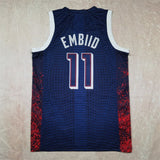 USA #11 Joel Embiid Hot Press Dream Team 16 Navy Striped 6 # s-xxl Style 1 Basketball Jersey