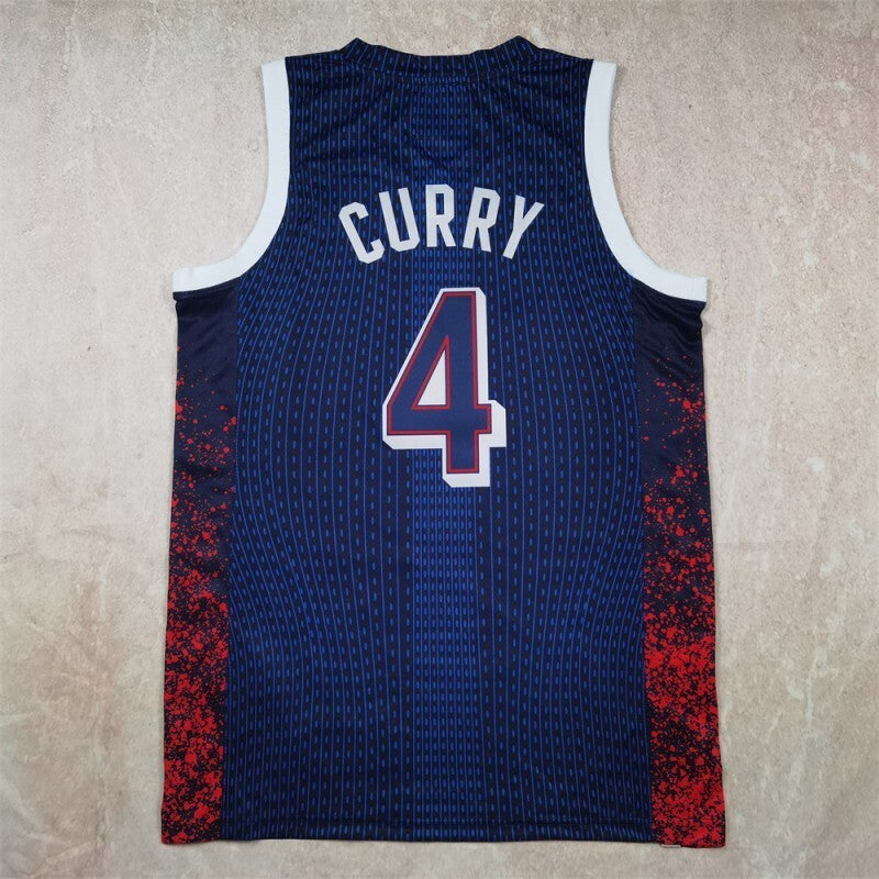 USA #4 Stephen Curry Hot Press Dream Team 16 Navy Striped 6 # s-xxl Style 1