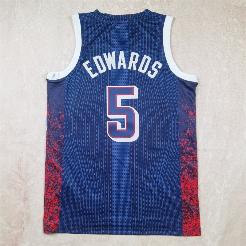 USA #5 Anthony Edwards Hot Press Dream Team 16 Navy Striped 6 # s-xxl Style 1