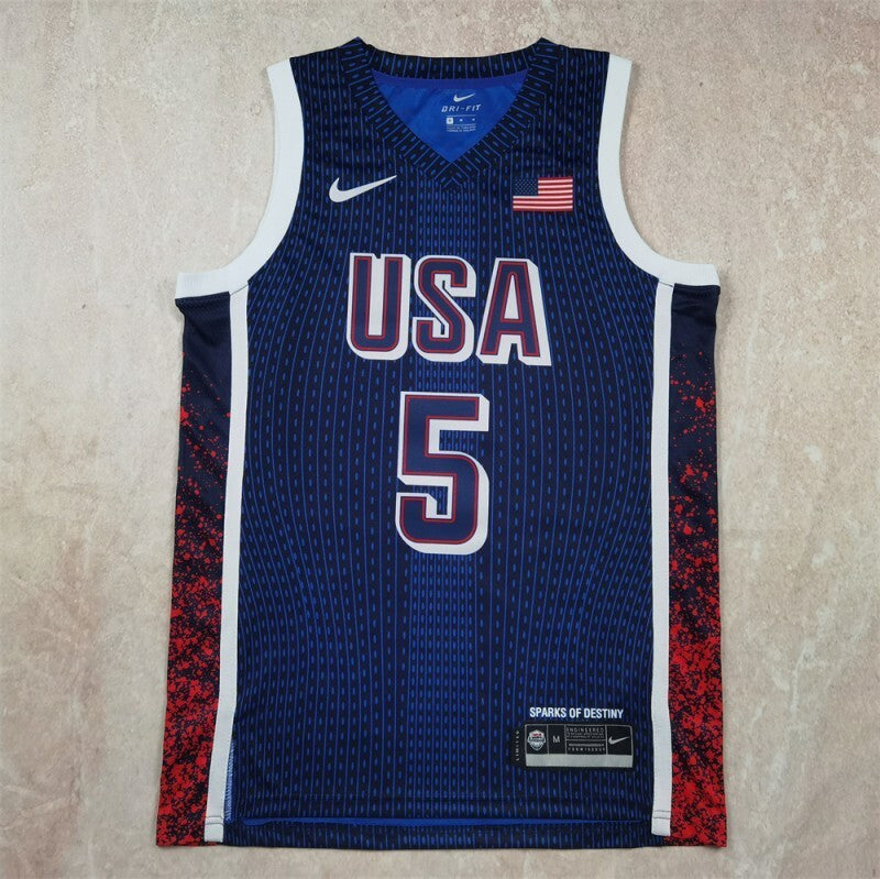 USA #5 Anthony Edwards Hot Press Dream Team 16 Navy Striped 6 # s-xxl Style 2