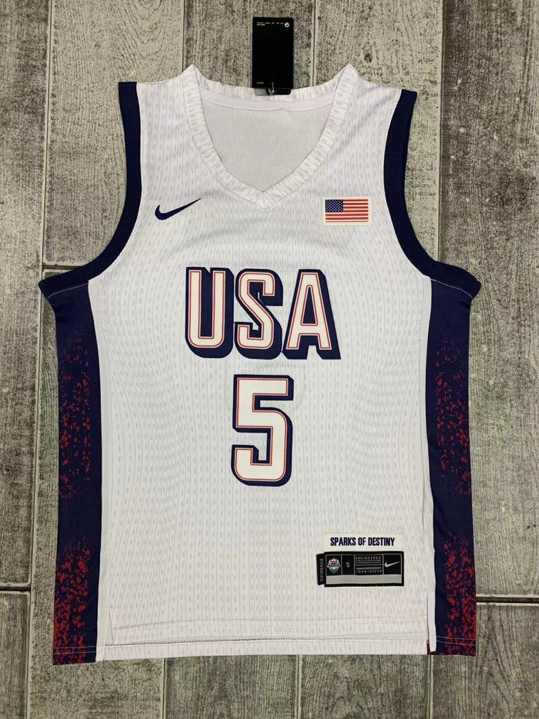 USA #5 Joel Embiid 2024 Team USA 5 White Print Style 2