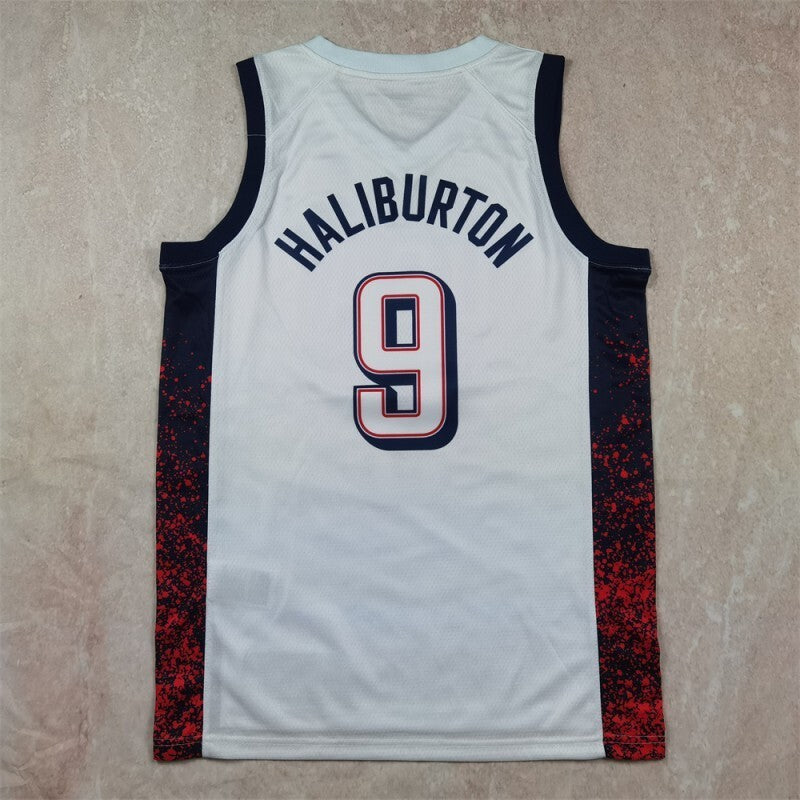 USA #9 Tyrese Haliburton Hot Press Dream Team 16 White s-xxl Style 1