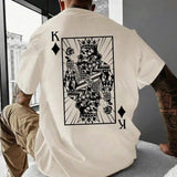 Unisex Men's Playing Card Print Round Neck Tee, Summer Outfits 2024, Regular Fit Streetwear Short Sleeve Crew Neck T-shirt for Summer, Casual Fashion