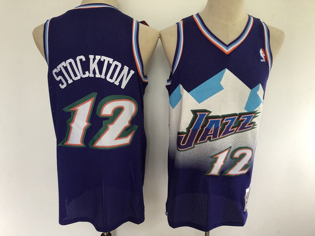 Utah Jazz #12 John Stockton Jazz 12 Purple Retro