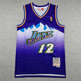 Utah Jazz #12 John Stockton Jazz 12 Purple Retro Gold Logo Style 2