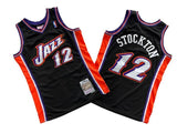 Utah Jazz #12 John Stockton Jazz 12 # Black 98-99 Season Mitchell Retro Jersey --. Stockton