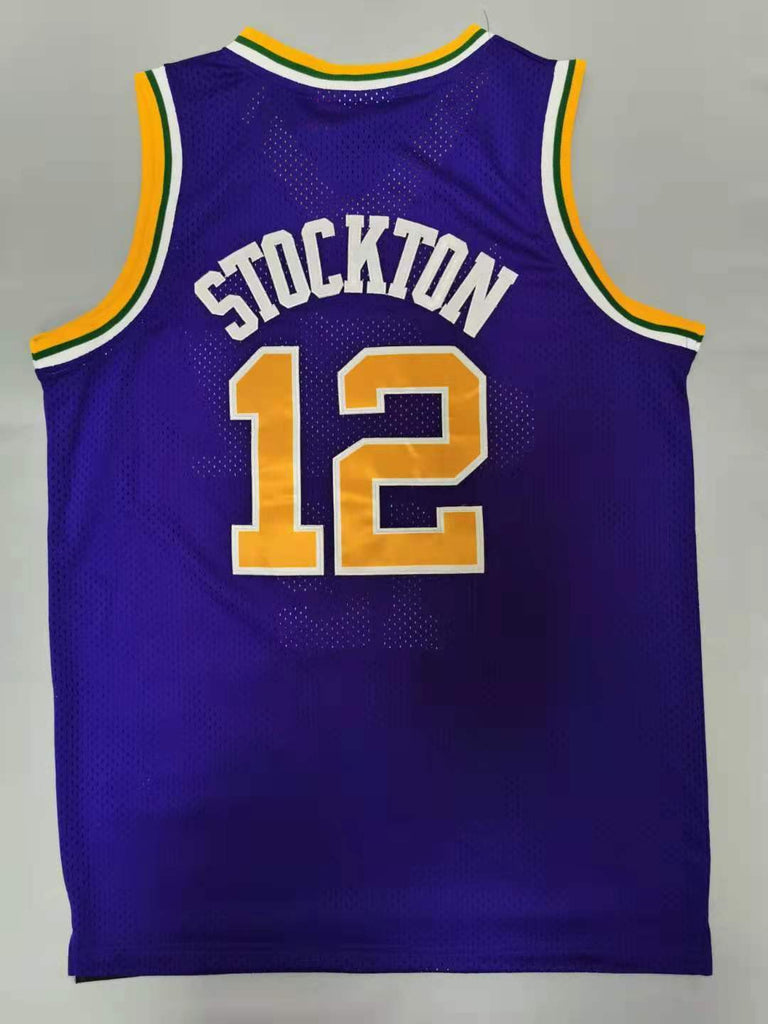 Utah Jazz #12 John Stockton Jazz 12# Retro - Purple Style 1