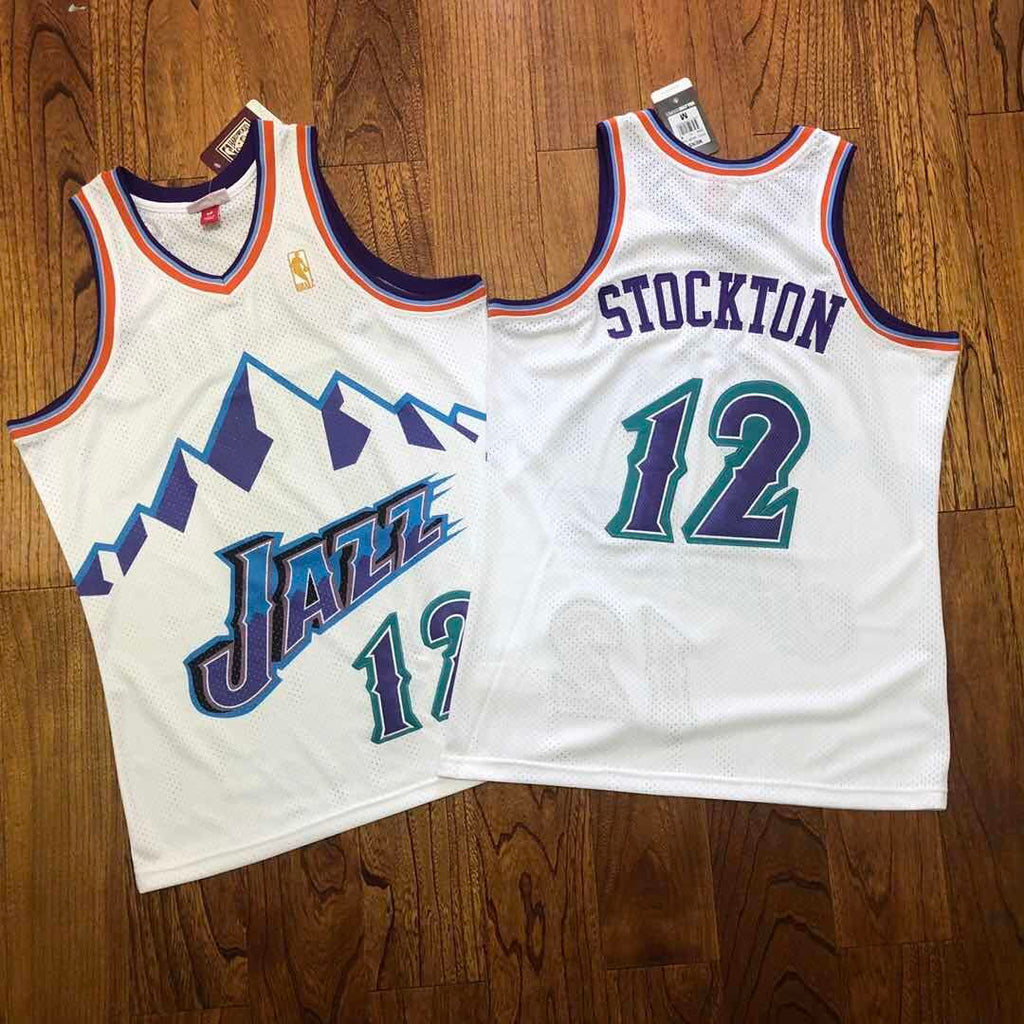 Utah Jazz #12 John Stockton Jazz Team 12 # Stockton AU Embroidered Jersey