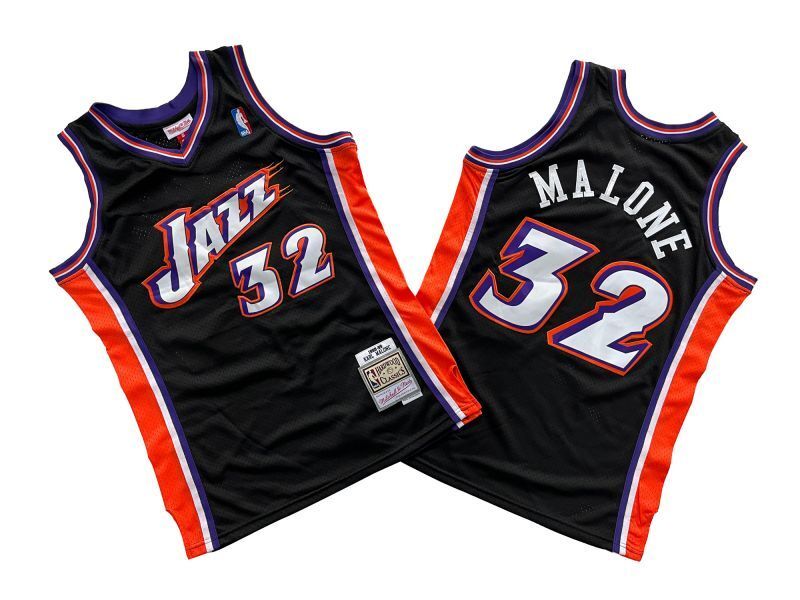 Utah Jazz #32 Karl Malone Jazz 32 # Black 98-99 Season Mitchell Retro Jersey -- Karl . Malone