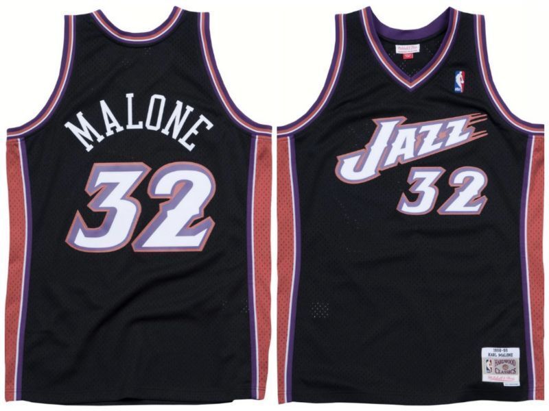 Utah Jazz #32 Karl Malone Jazz 32 # Karl - Malone Retro m&n Black Premium Mesh Jersey