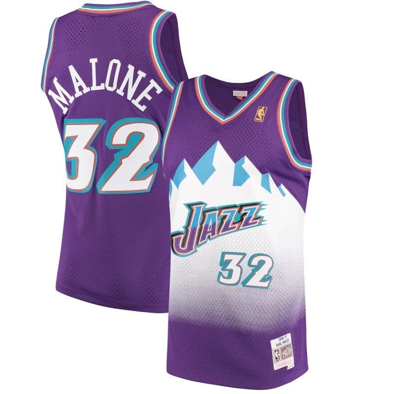 Utah Jazz #32 Karl Malone Jazz 32 # Karl - Malone Retro m&n Purple Premium Mesh Jersey