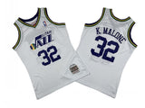 Utah Jazz #32 Karl Malone Jazz 32 # White 91-92 Season Mitchell Retro Jersey -- Karl . Malone Style 2