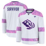 Utah Mammoth Fanatics Hockey Fights Cancer Survivor Practice Jersey - White