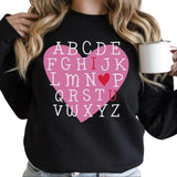 Valentine Alphabet I Love You Sweatshirt Women