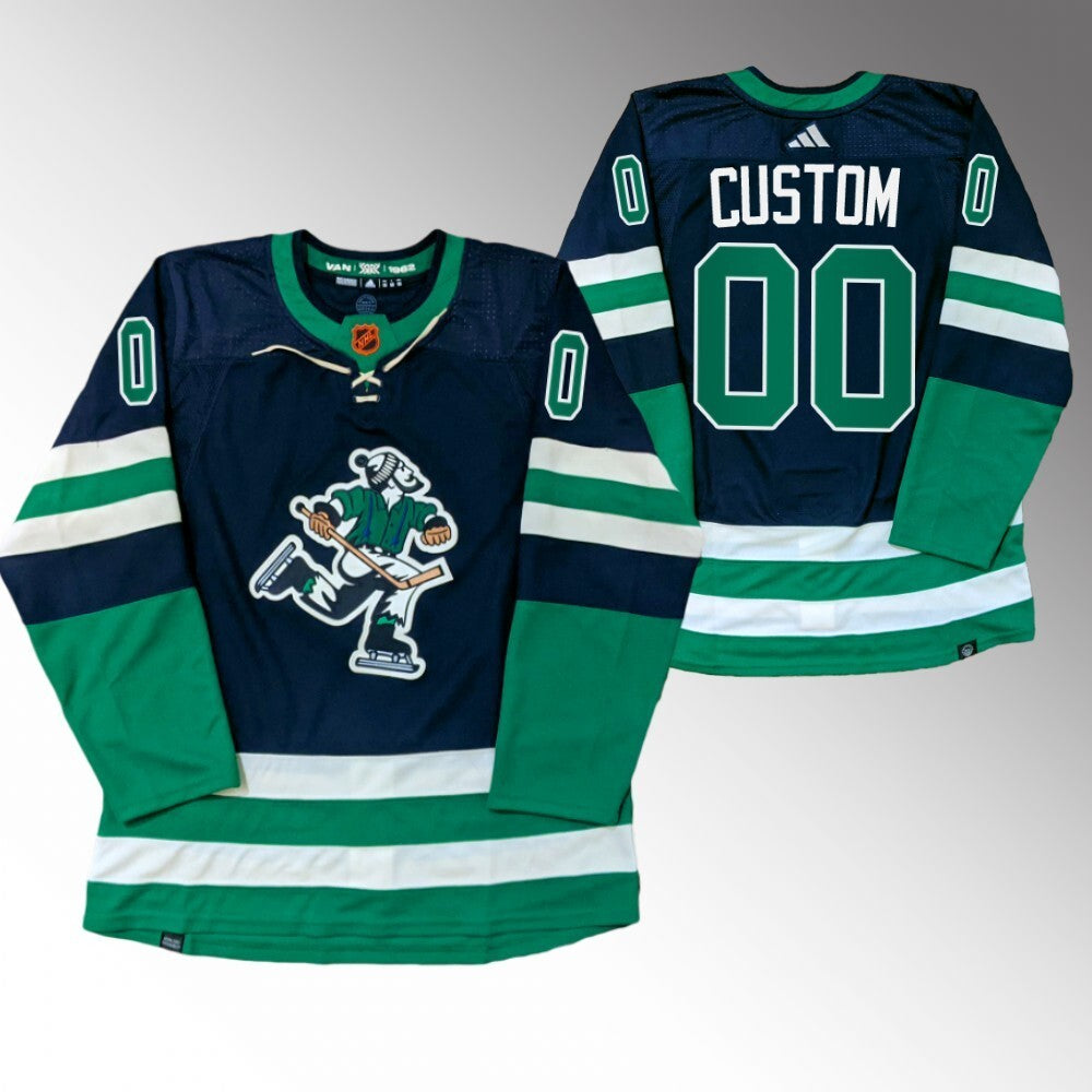 Vancouver Canucks Custom Navy PrimeGreen Jersey 2022-23 Reverse Retro